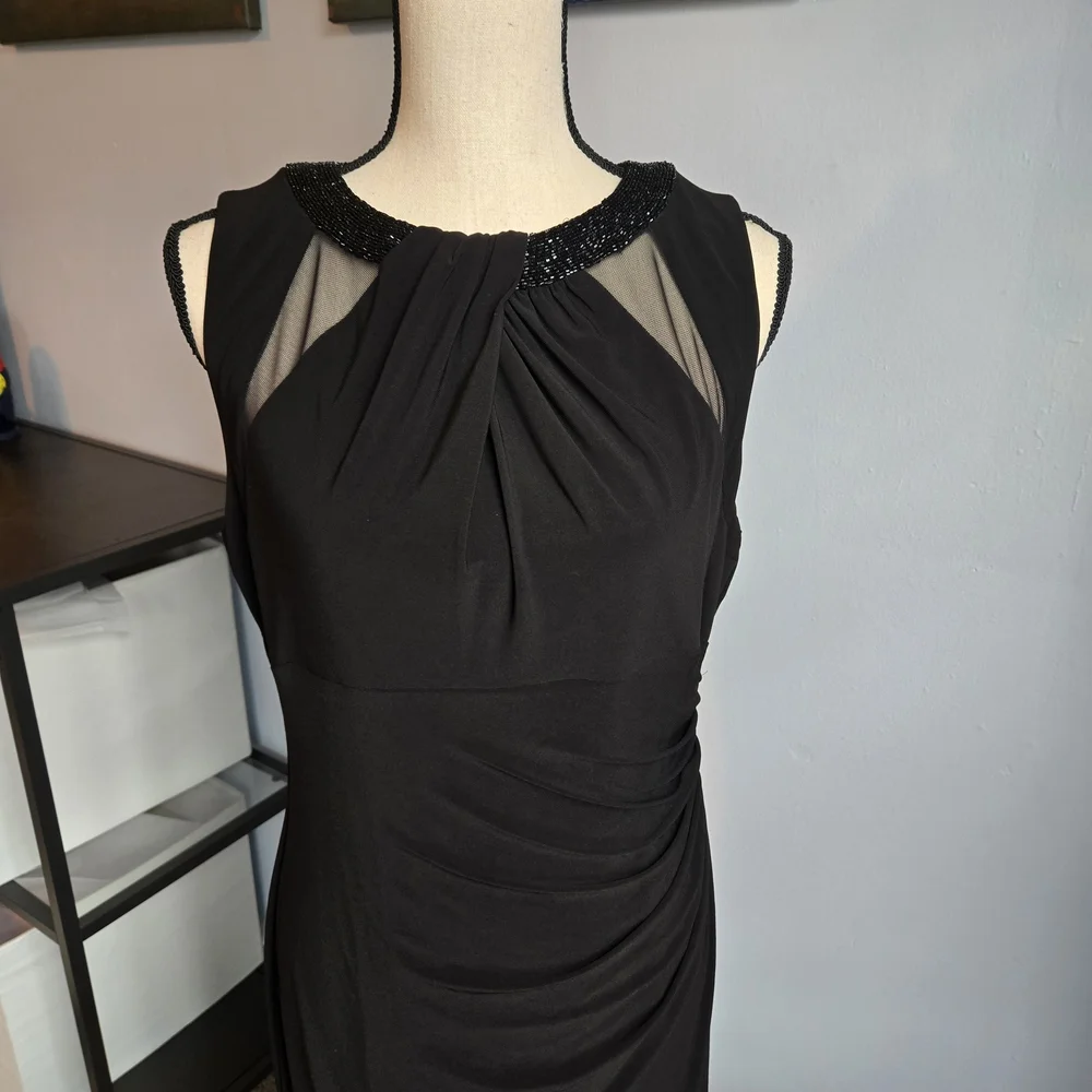 Lauren Ralph Lauren Black Maxi Dress with Beaded Neckline - Picture 4 of 9